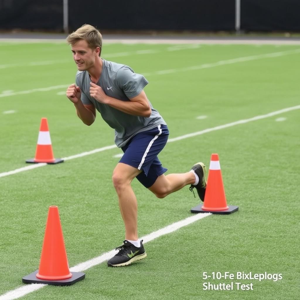 Atlet melakukan 5-10-5 Shuttle Test untuk mengukur agility Atlet melakukan 5-10-5 Shuttle Test untuk mengukur agility